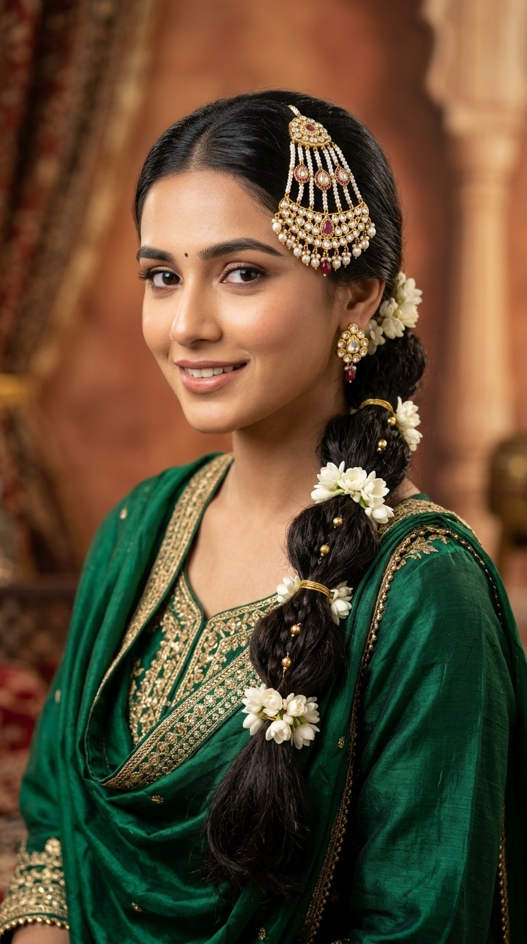 Jasmine-Style Bubble Braid with Polki Passa