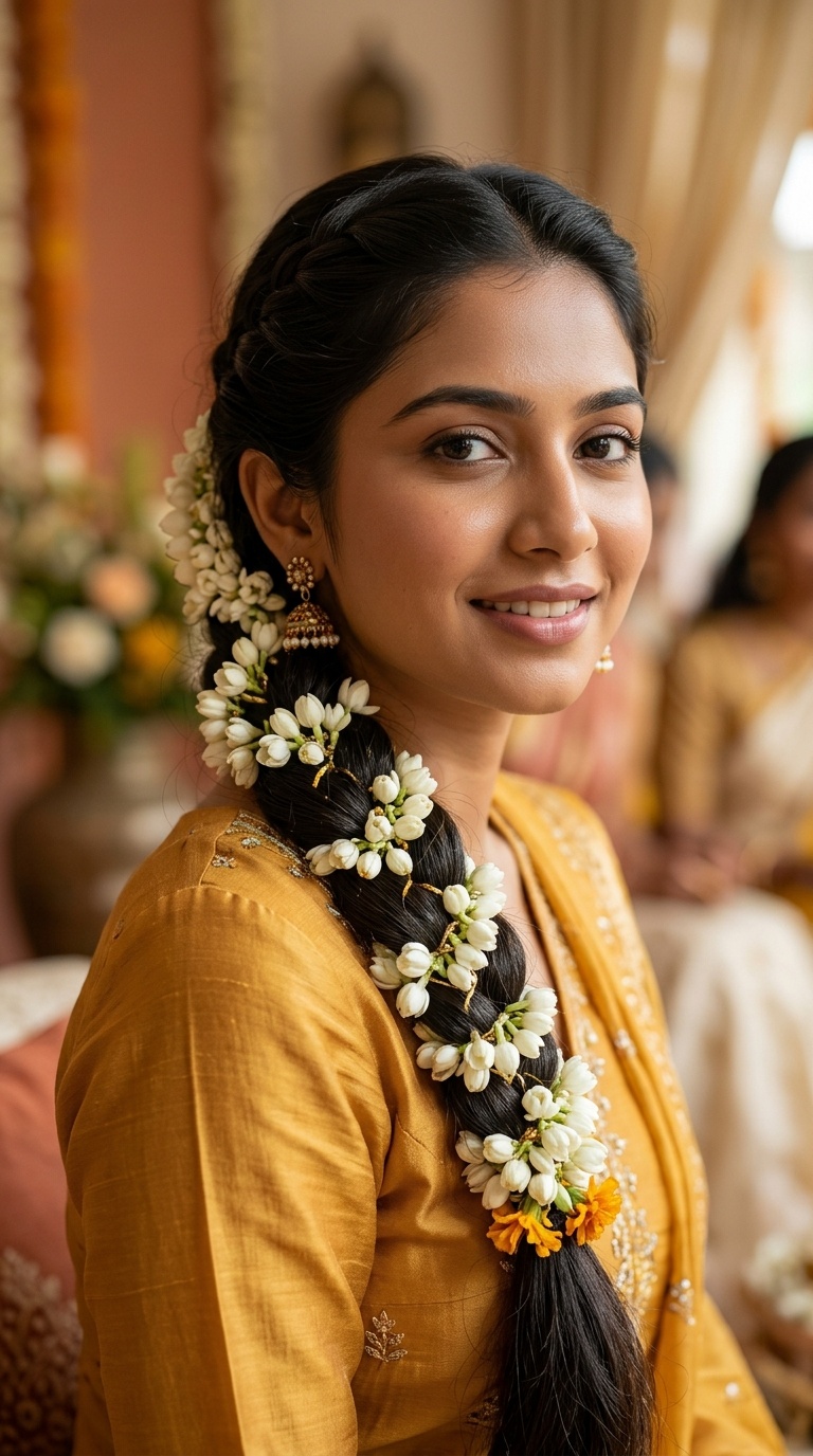 Jasmine-Wrapped Traditional Plait