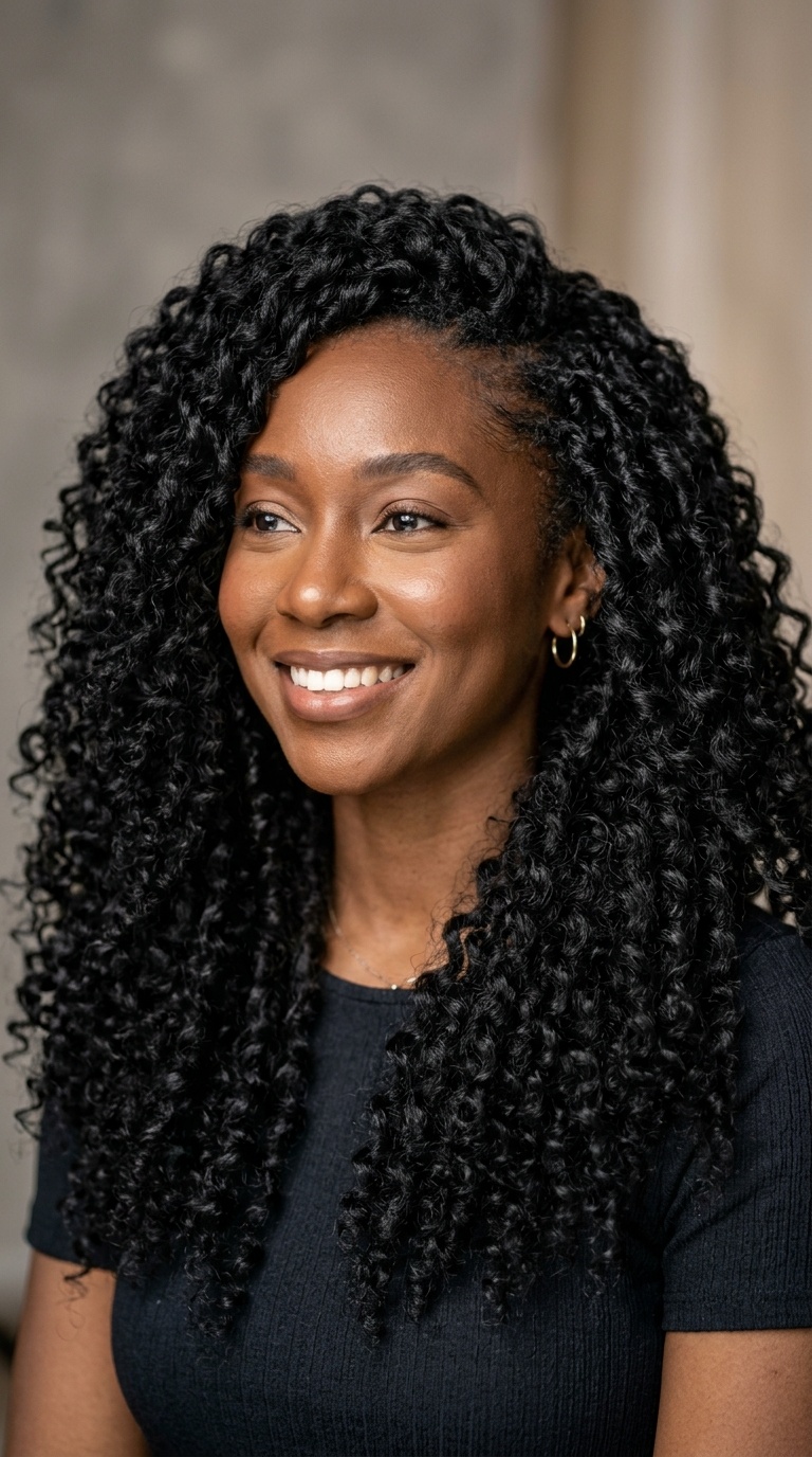 Jet Black Dramatic Length Curls