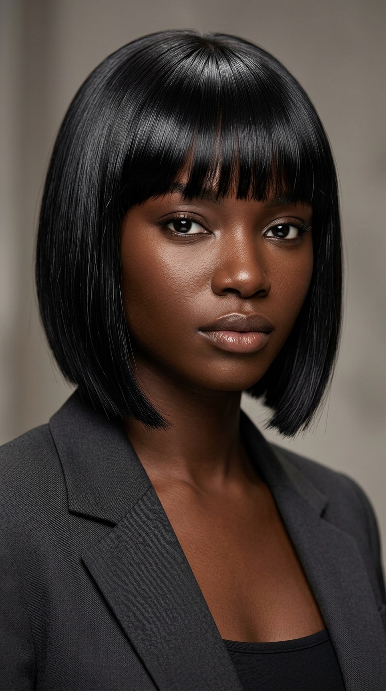 Jet Black Glass Hair Bob