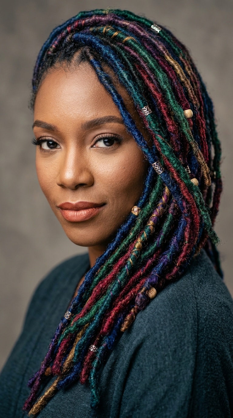 Jewel-Toned Multi-Color Locs