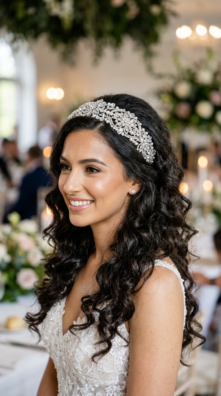Jeweled Headband Glamour Curls