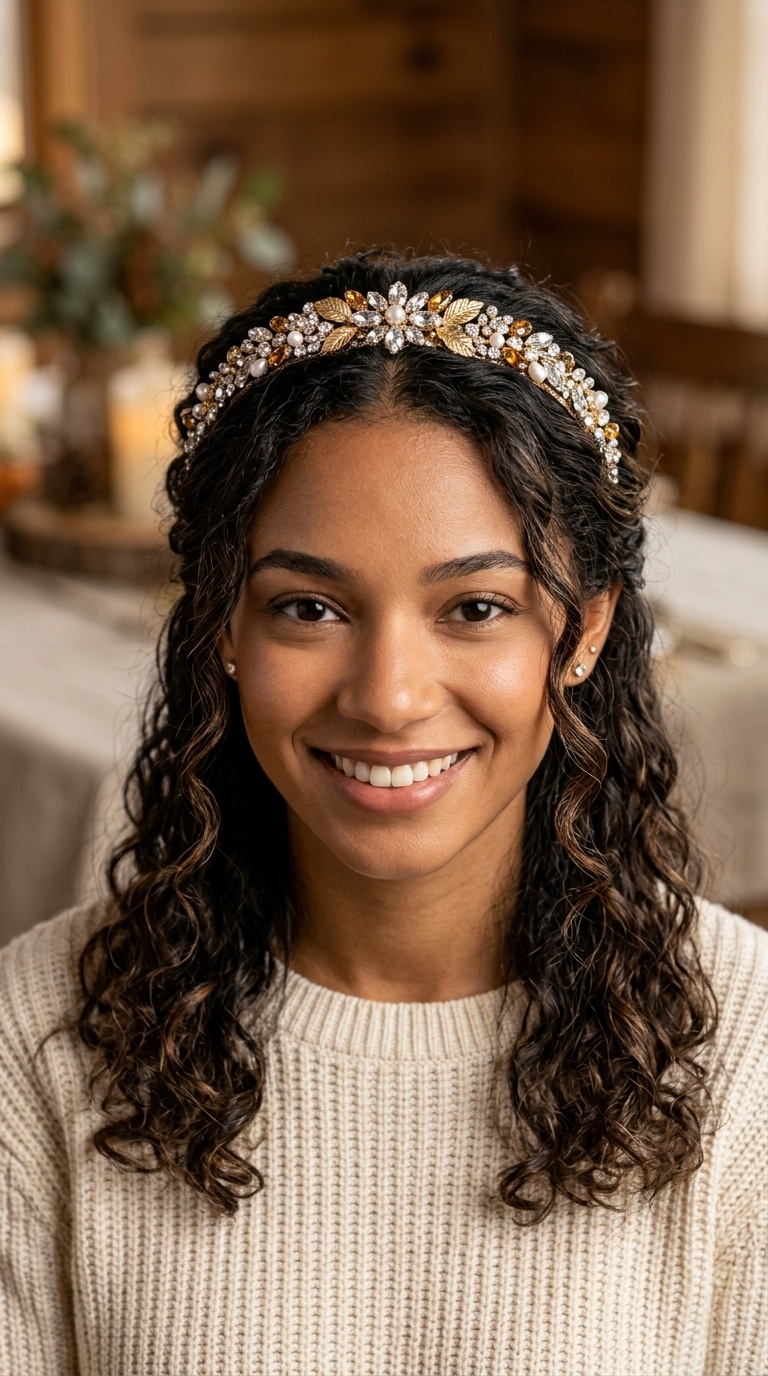 Jeweled Headband with Natural Texture