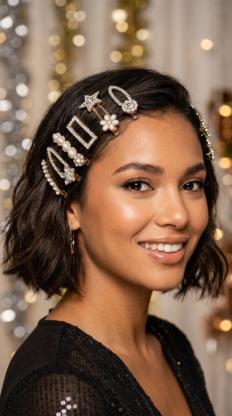 Jeweled Snap Clips on a Bob