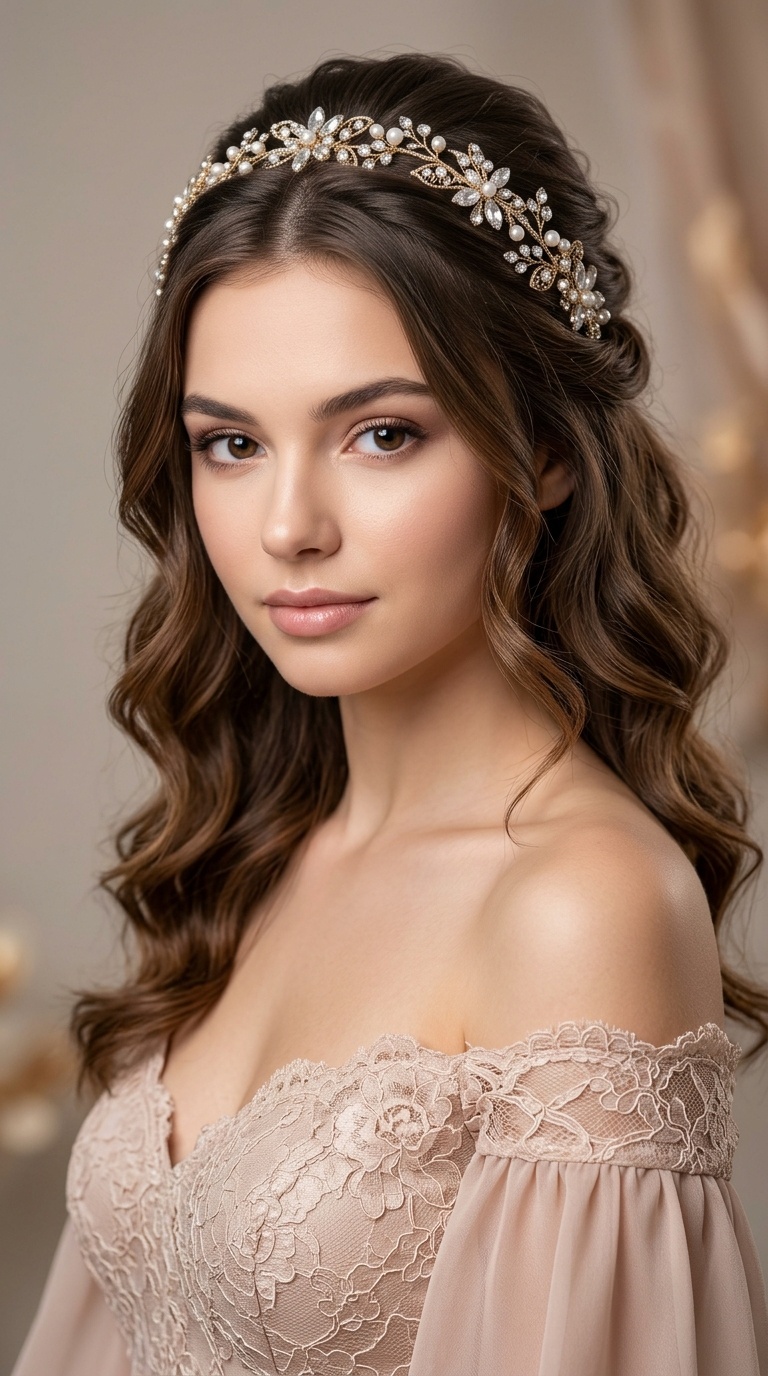 Jeweled Vine Tucked Waves