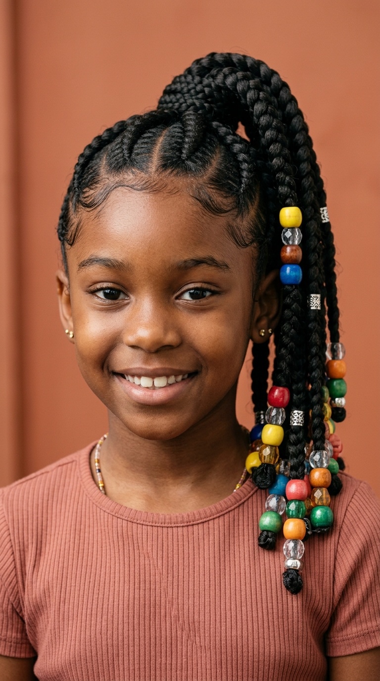 Jumbo Braided Ponytail with Oversized Beads