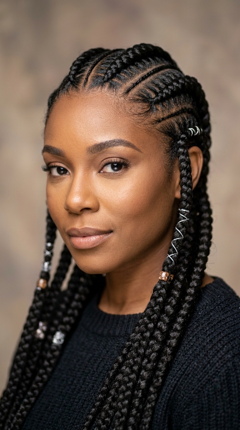 Jumbo Cornrows (Alicia Keys Style)