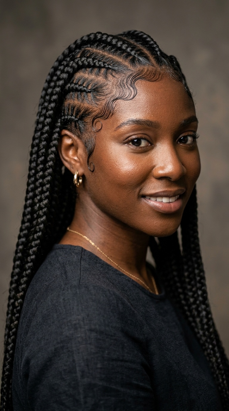 Jumbo Feed-in Braids with Artistic Edges