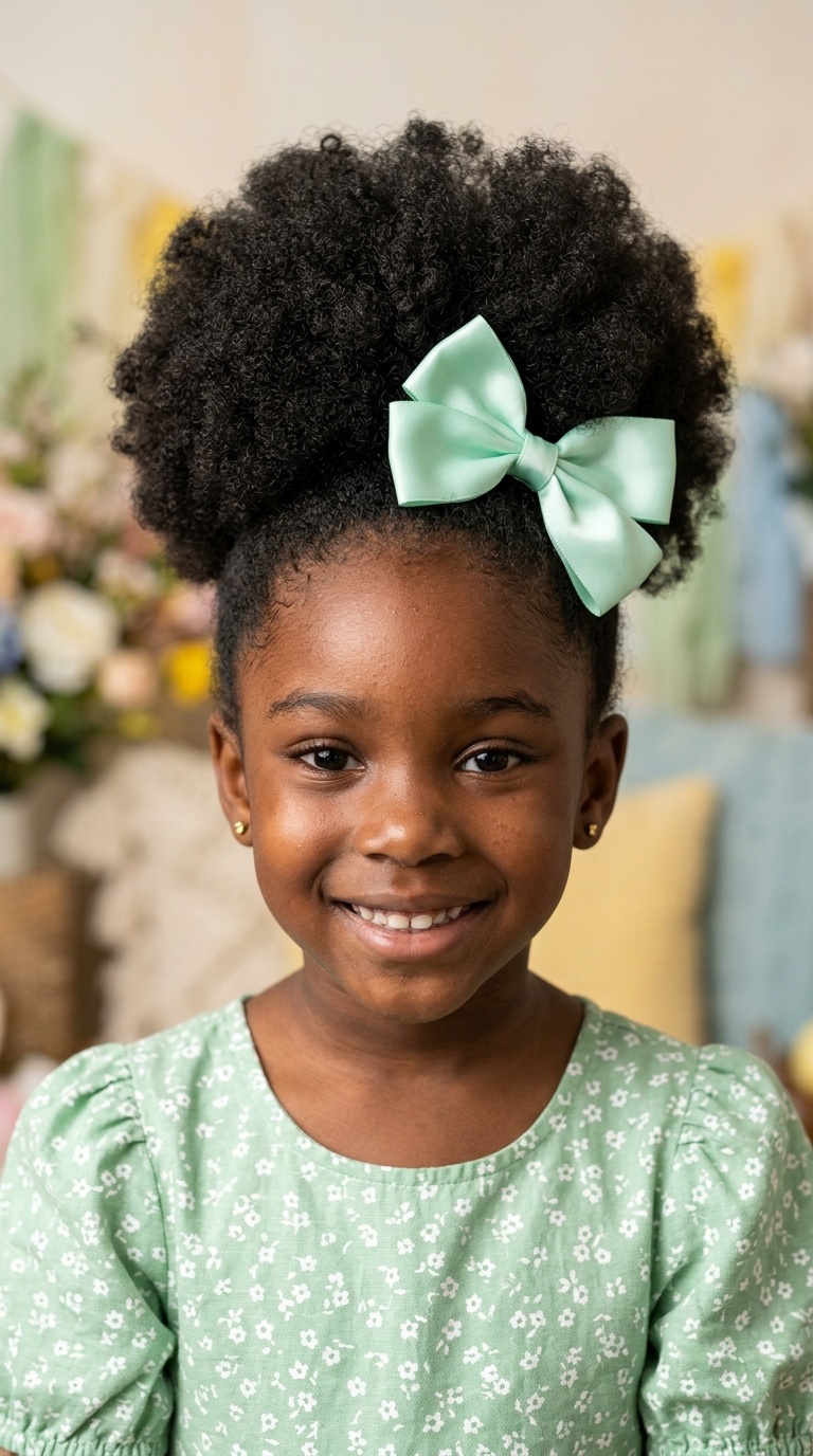 Jumbo High Puff with Mint Green Bow