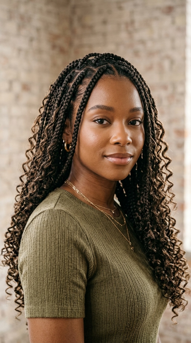 Knotless Braids with Bohemian Curls
