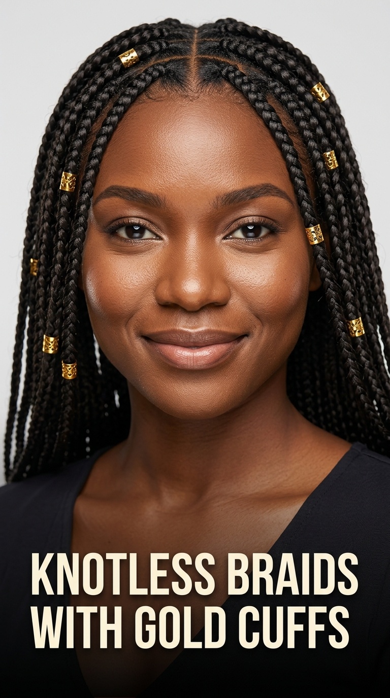 Knotless Braids with Gold Cuffs