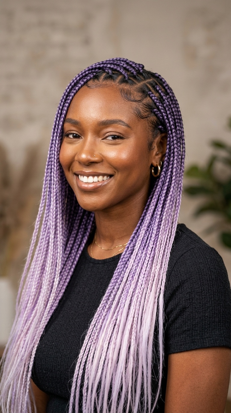 Lavender Mist Ombre Knotless Braids