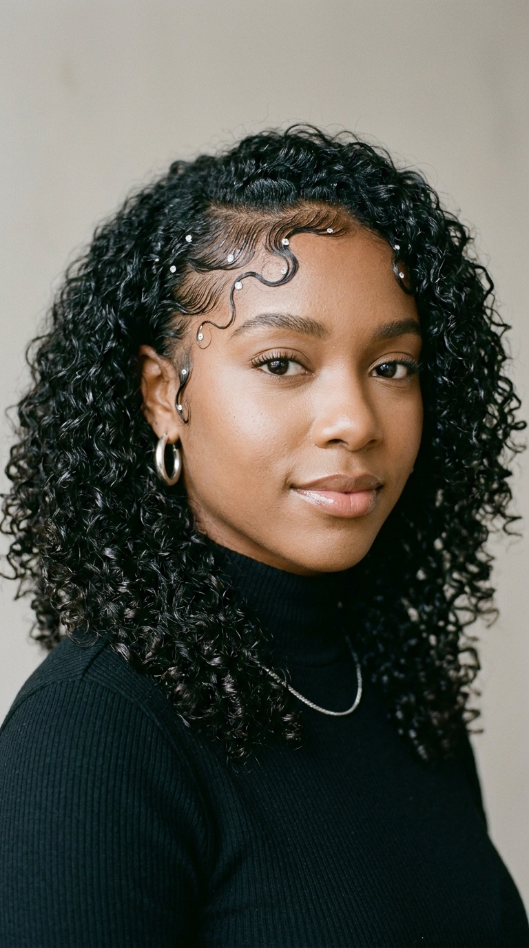 Layered Curls with Wave-Patterned Baby Hairs