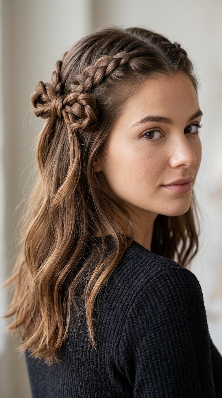 Layered Half-Up Braided Bow