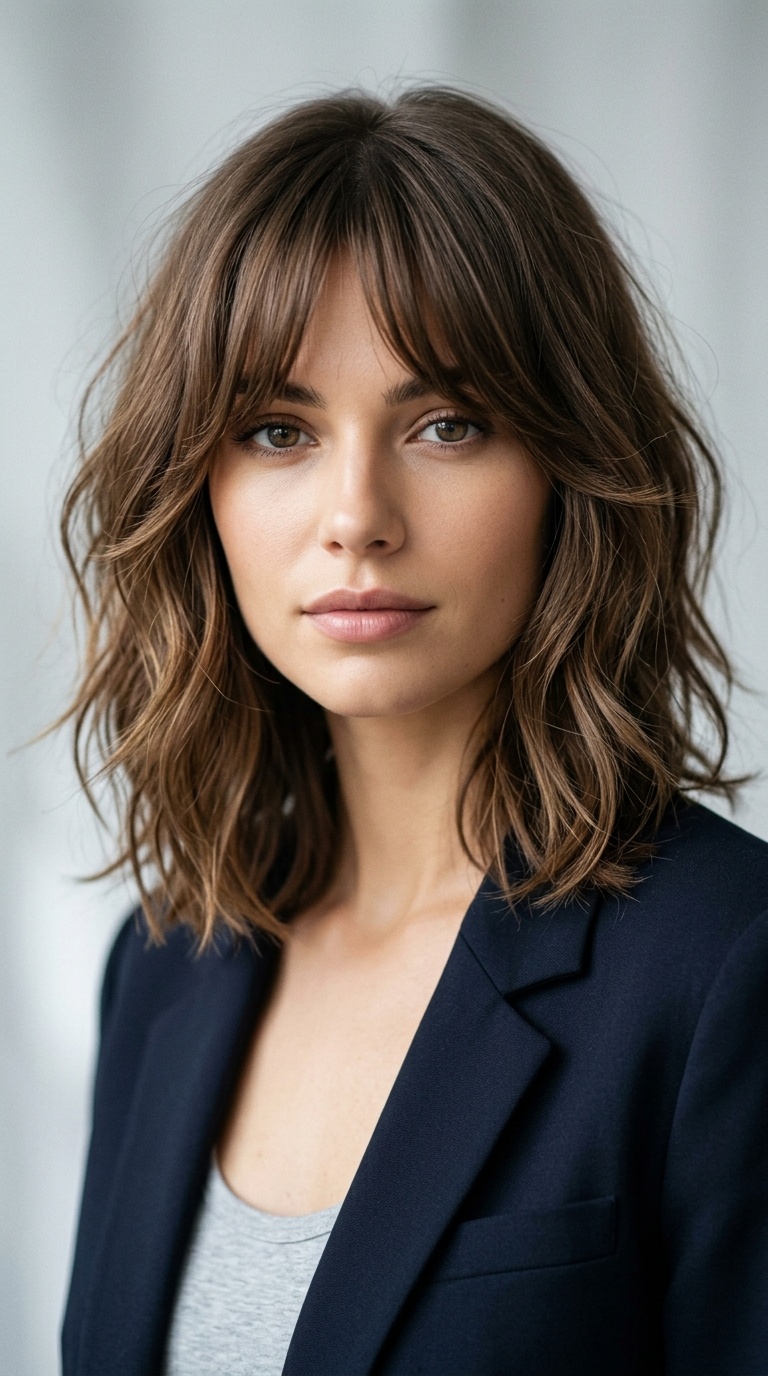 Layered Lob with Tapered Bangs