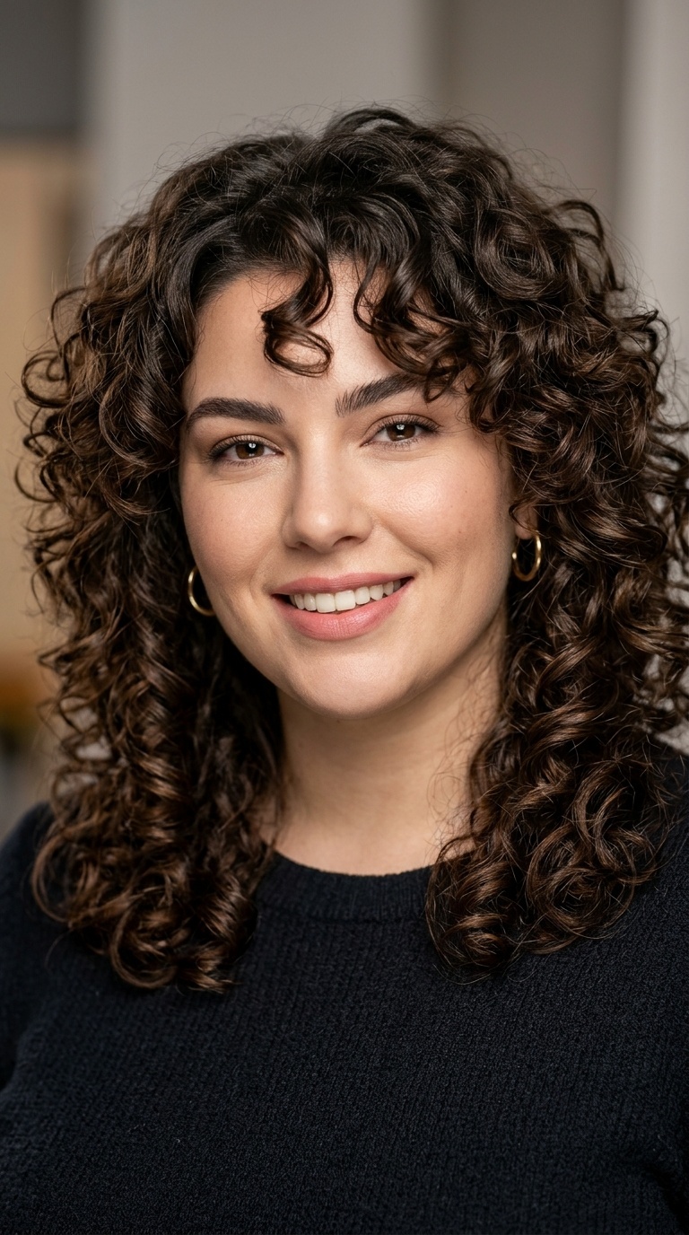Layered Shoulder-Length Curls