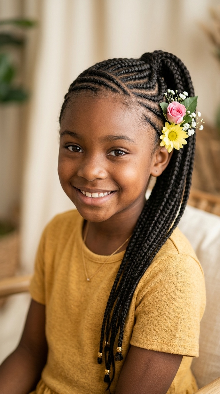 Lemonade Braids with Side Flower Accents