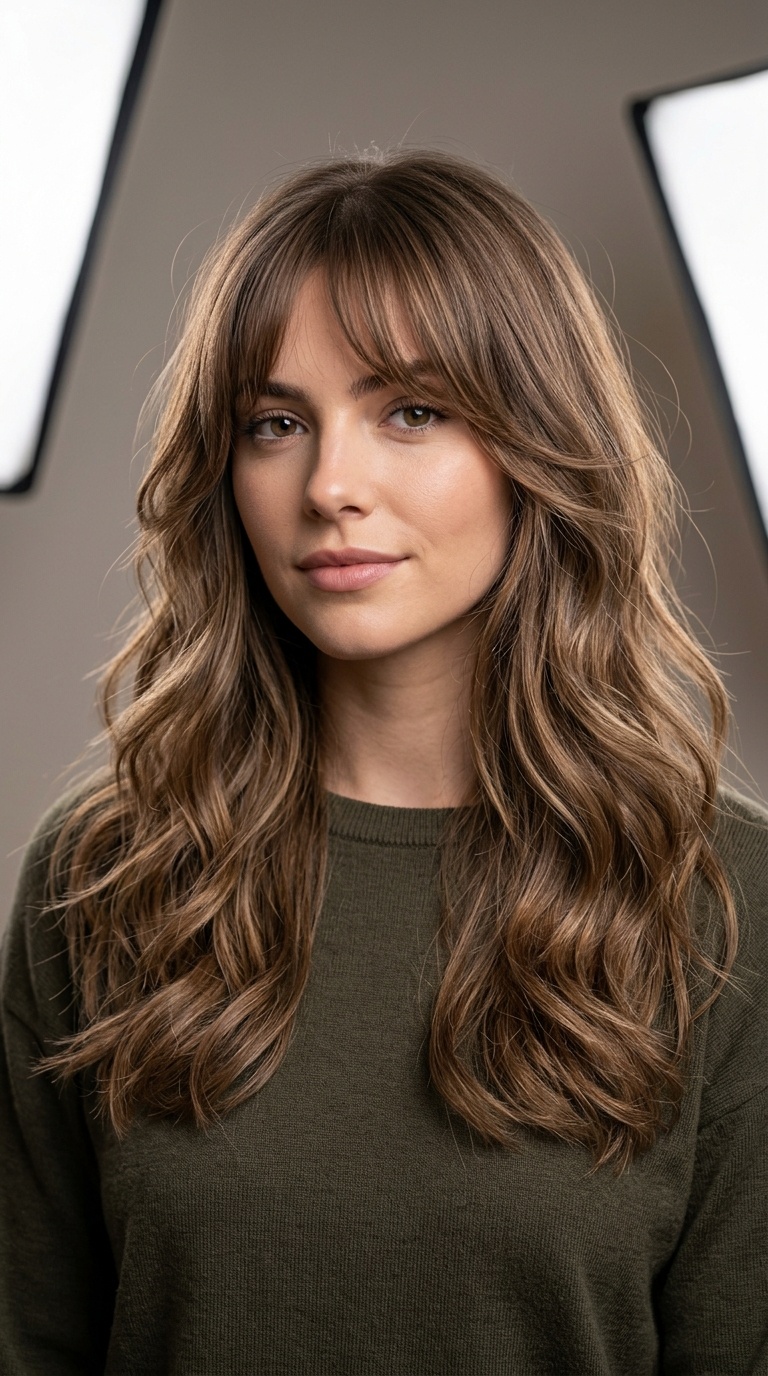 Long Layers with Bardot Bangs