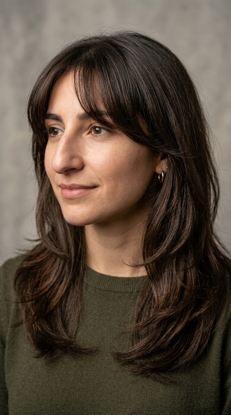 Long Layers with Curtain Bangs