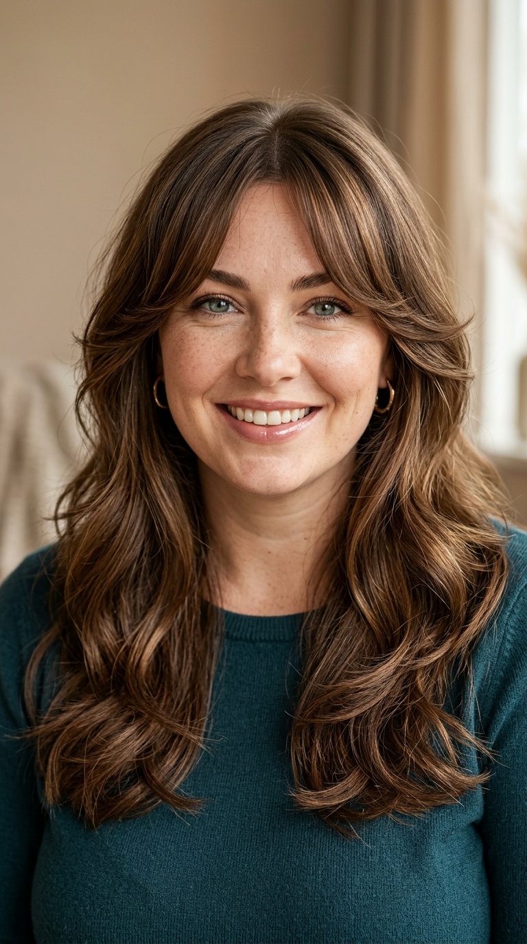 Long Layers with Curtain Bangs