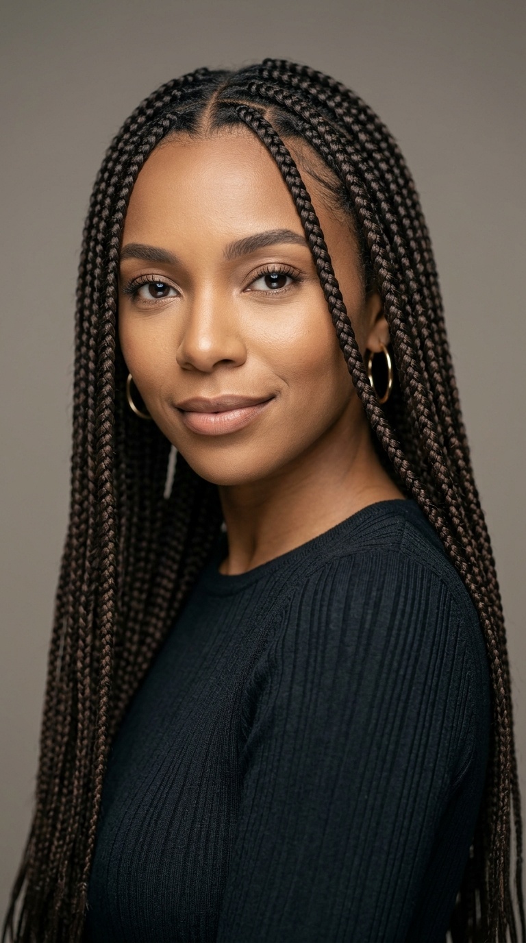 Long Small Knotless Braids