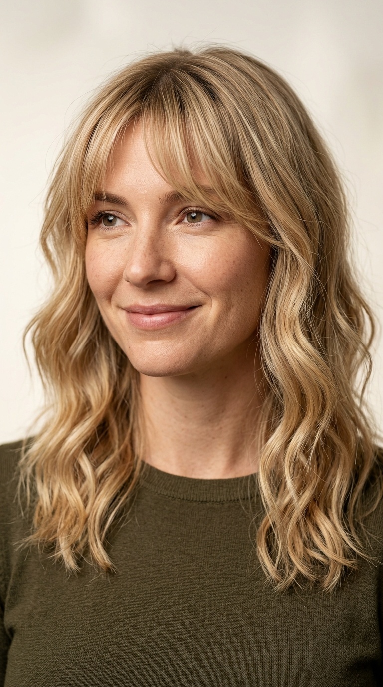 Long Wispy Fringe with Waves