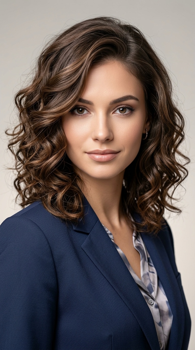 Loose Curls with Side Part