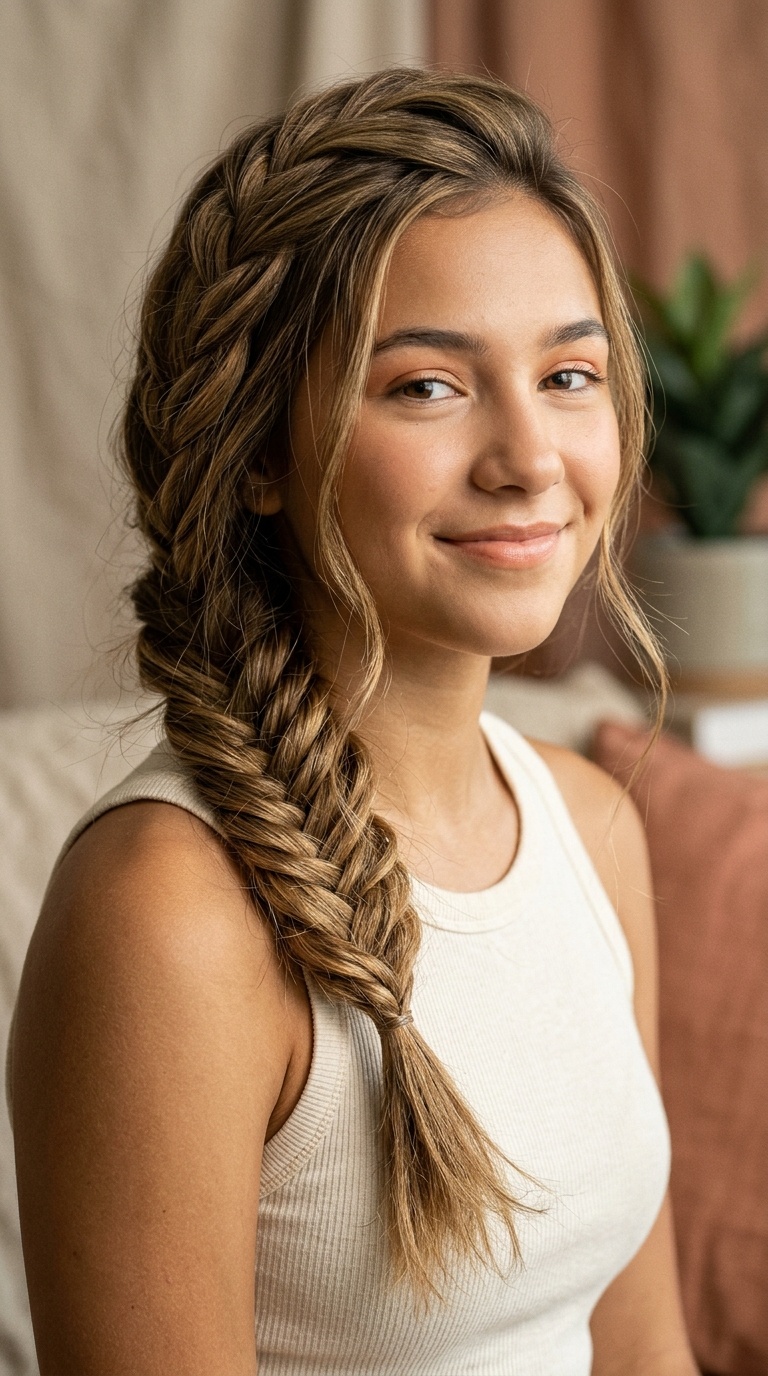 Loose Fishtail Side Braid
