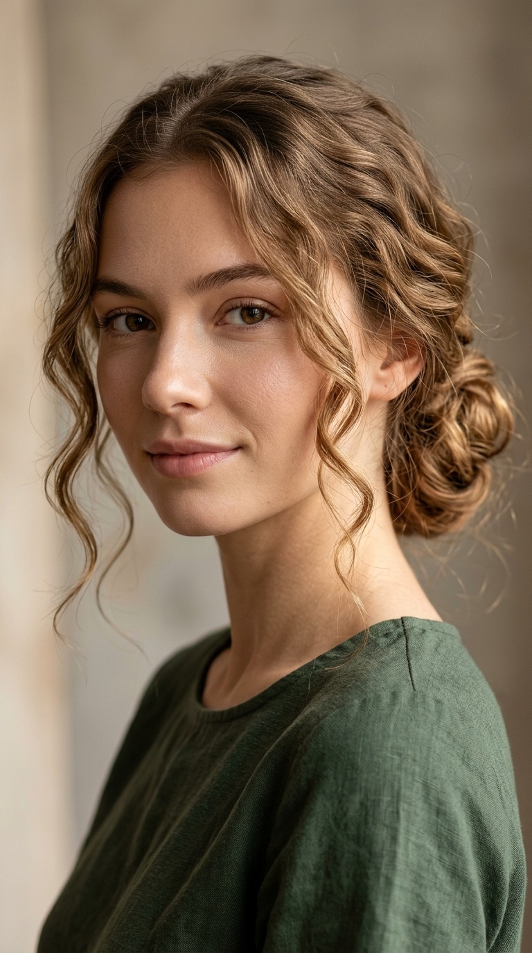 Loose Low Bun with Tendrils