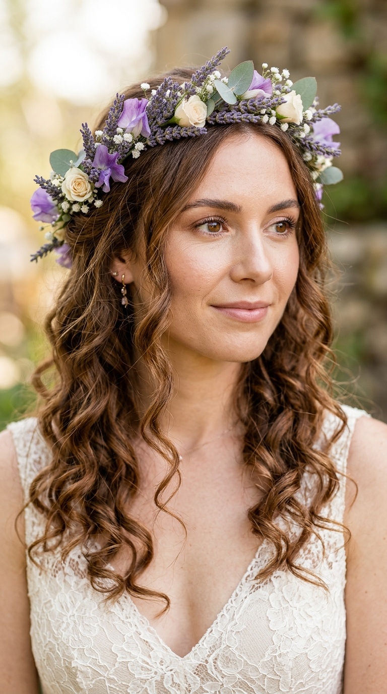 Loose Ringlets with a Lavender Crown