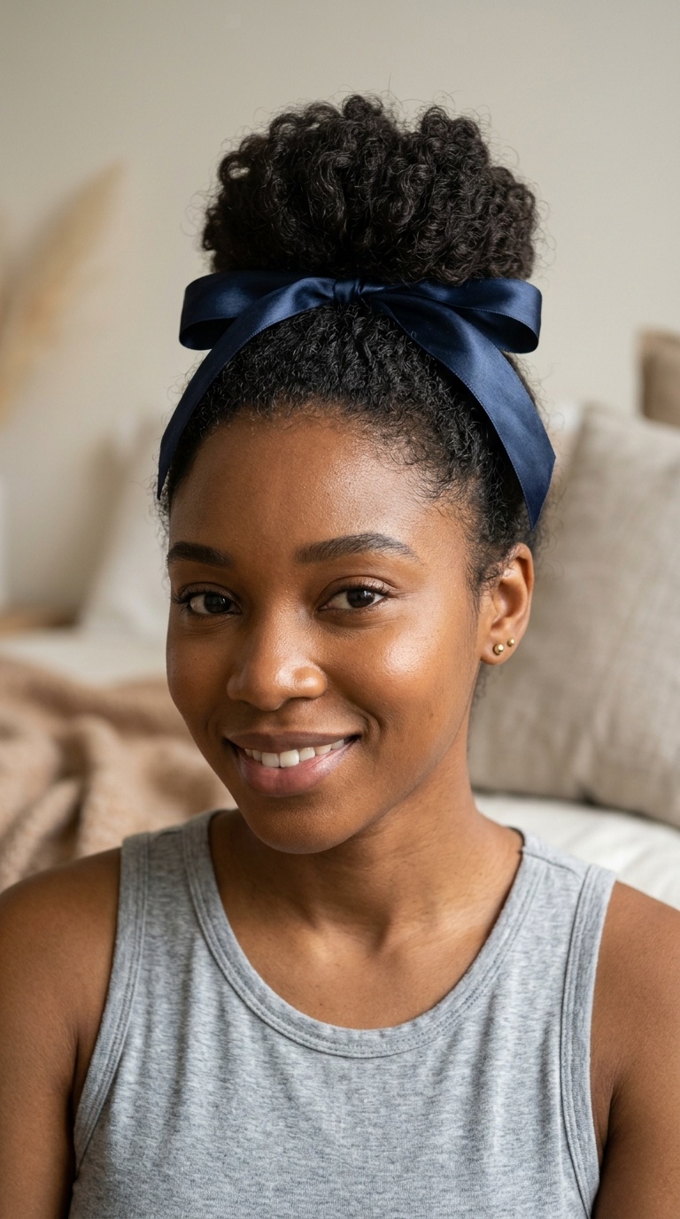 Loose Top Knot with Ribbon