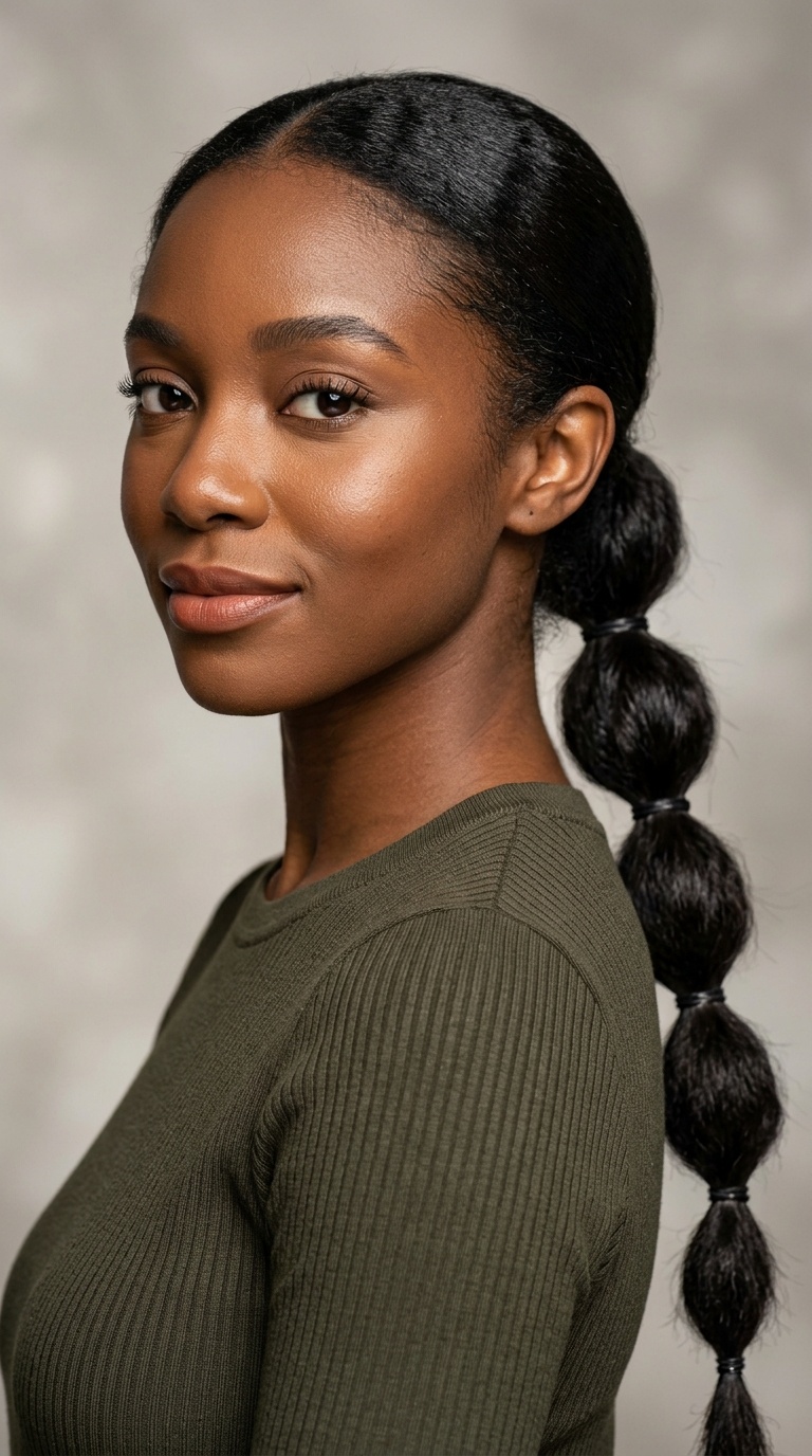Low Bubble Braid Ponytail