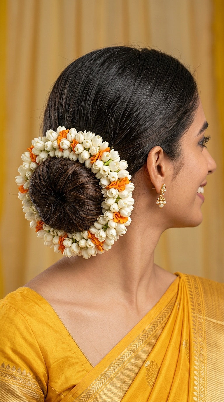 Low Bun with Circular Gajra