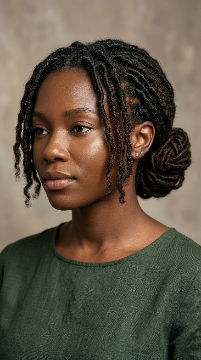 Low Bun with Face-Framing Locs
