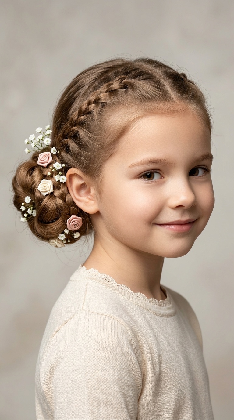 Low Bun with Floral Accents
