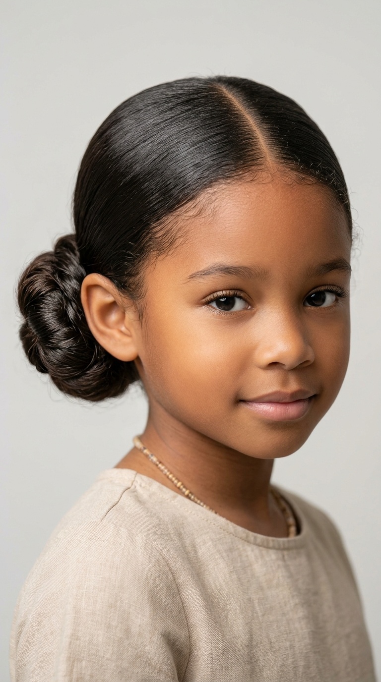 Low Bun with Middle Part