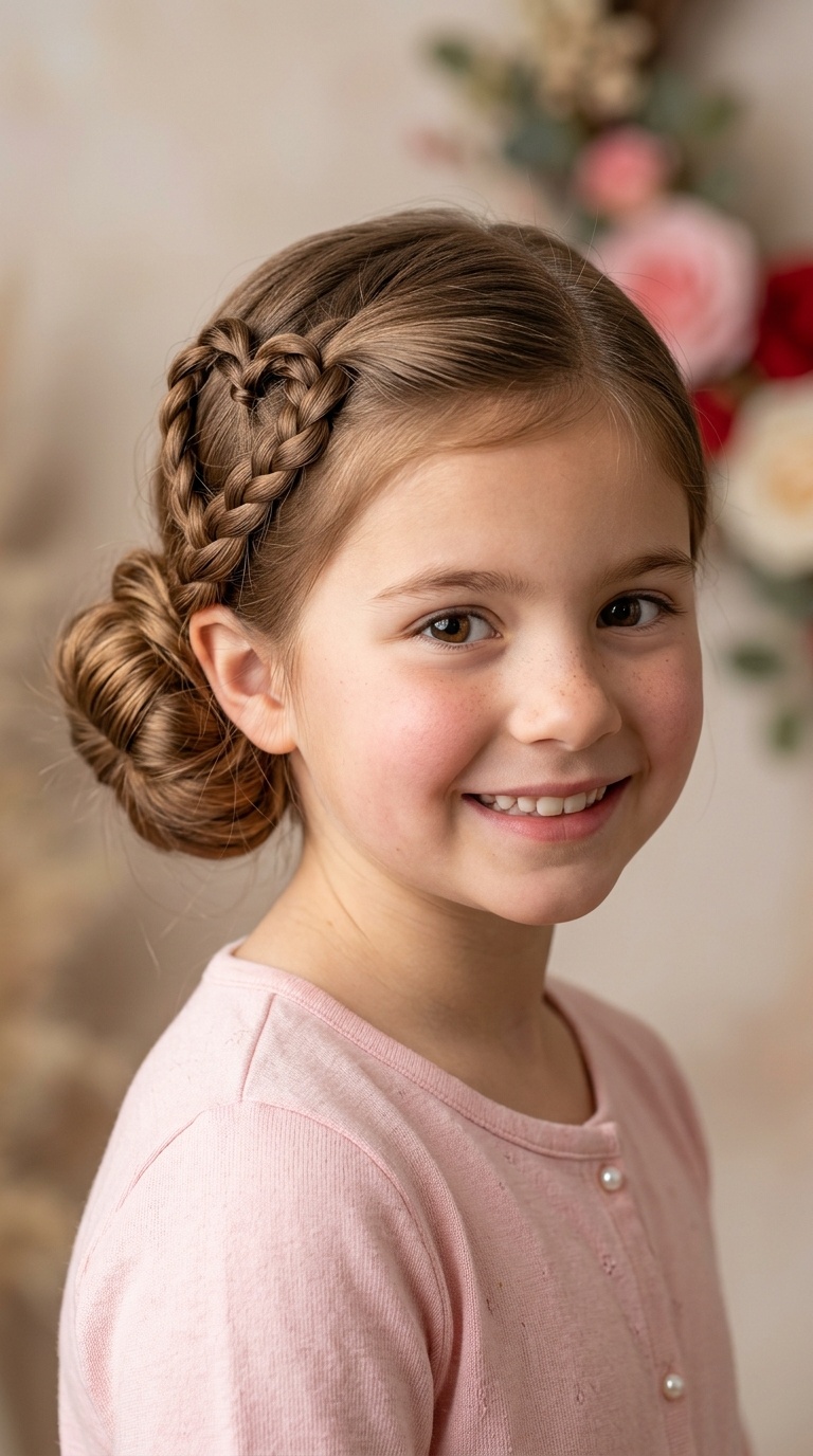 Low Bun with Wrapped Heart Braid