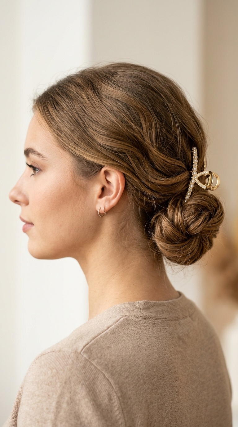 Low Chignon with a Clip