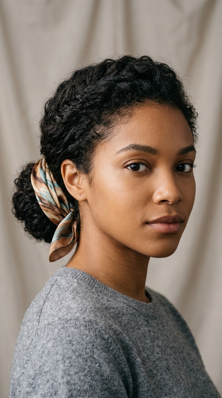 Low Chignon with a Scarf