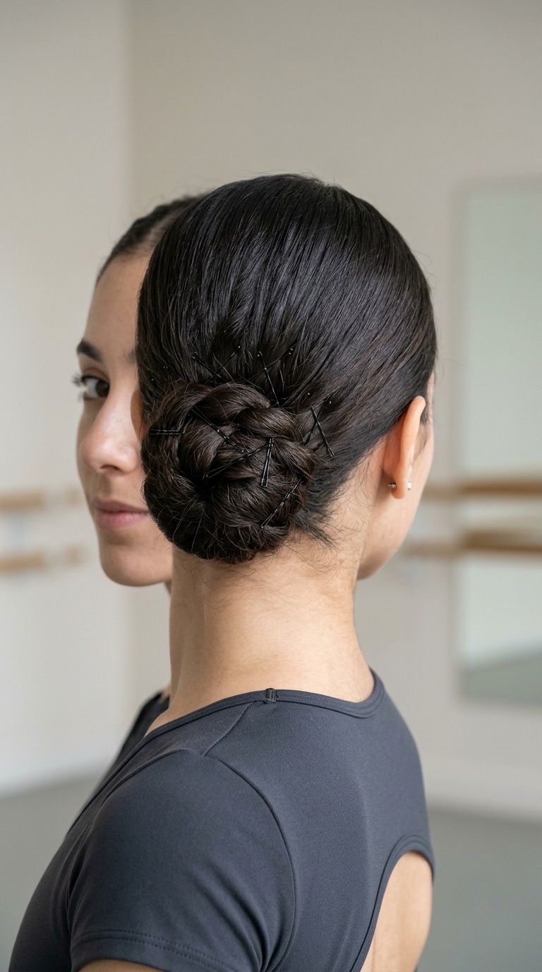 Low Chignon with Cross-Pins