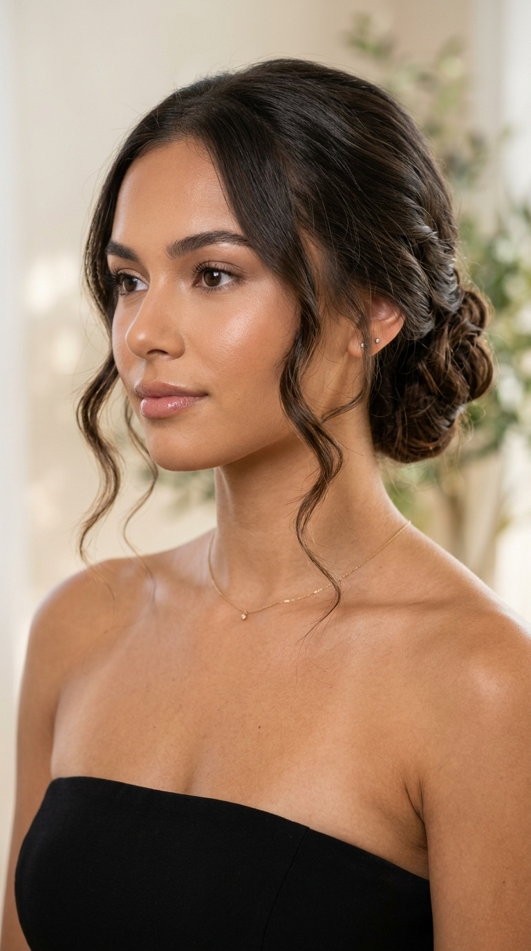 Low Chignon with Face-Framing Tendrils