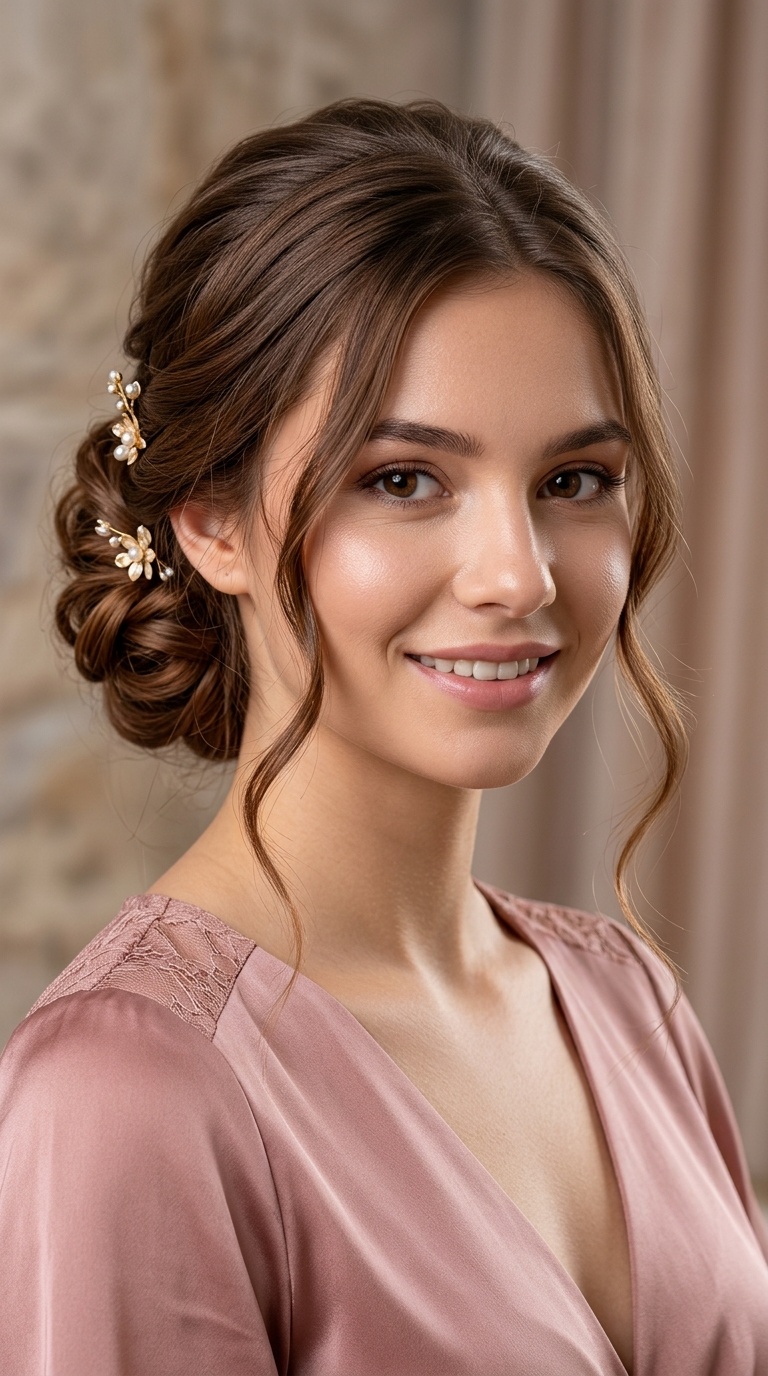 Low Chignon with Face-Framing Tendrils