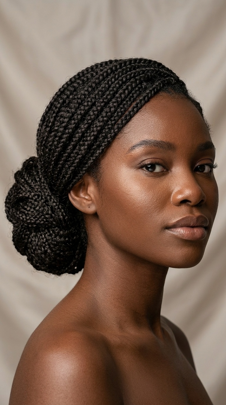 Low Chignon with Micro-Braids