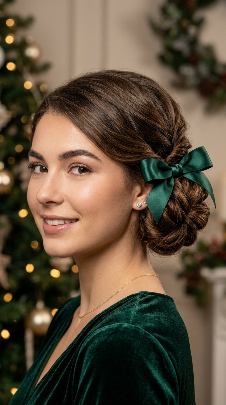 Low Chignon with Satin Ribbon