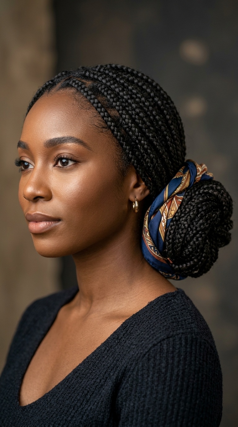 Low Chignon with Scarf Support