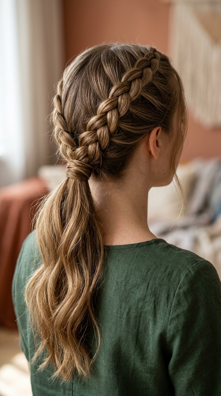Low Dutch Braid Ponytail