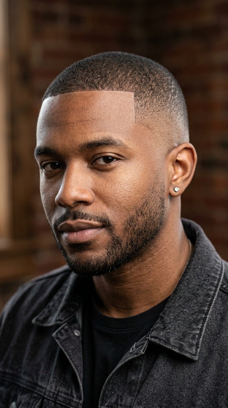 Low Fade with Buzz Cut and Line Up