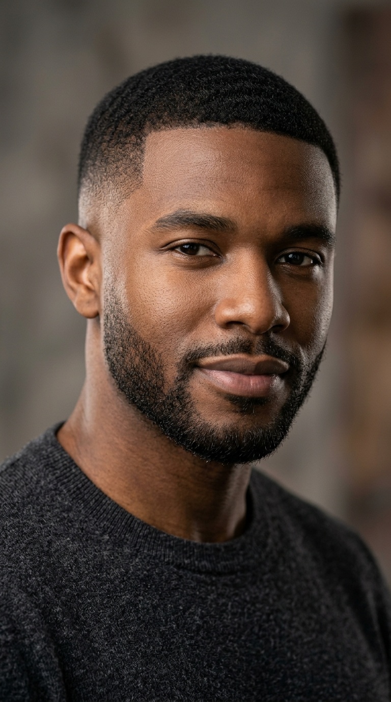 Low Fade with Short Boxed Beard