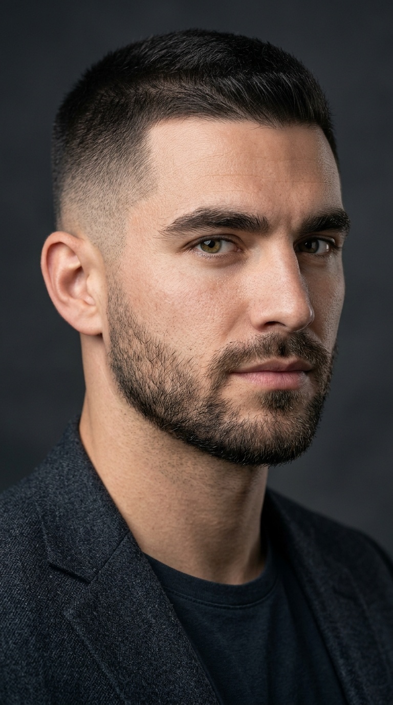 Low Fade with Straight Crew Cut