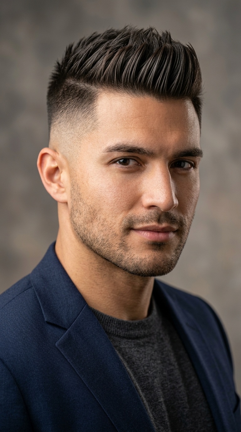 Low Fade with Straight Faux Hawk